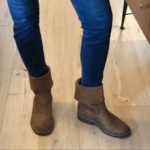 Roots Roll Over Brown Leather Boots